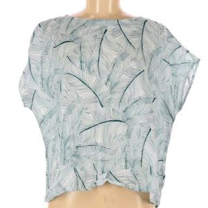Tahari 100% Linen Leaf-Print Blouse - Size M - EUC